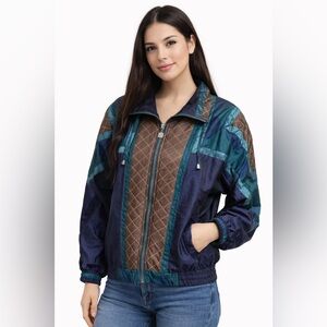 Vintage 80s Colorblock Windbreaker Jacket Large Retro Lightweight Track Jacket